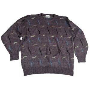 Megalos CrewNeck Sweater Pullover Size XL Brown Heavyweight Made in USA Cotton